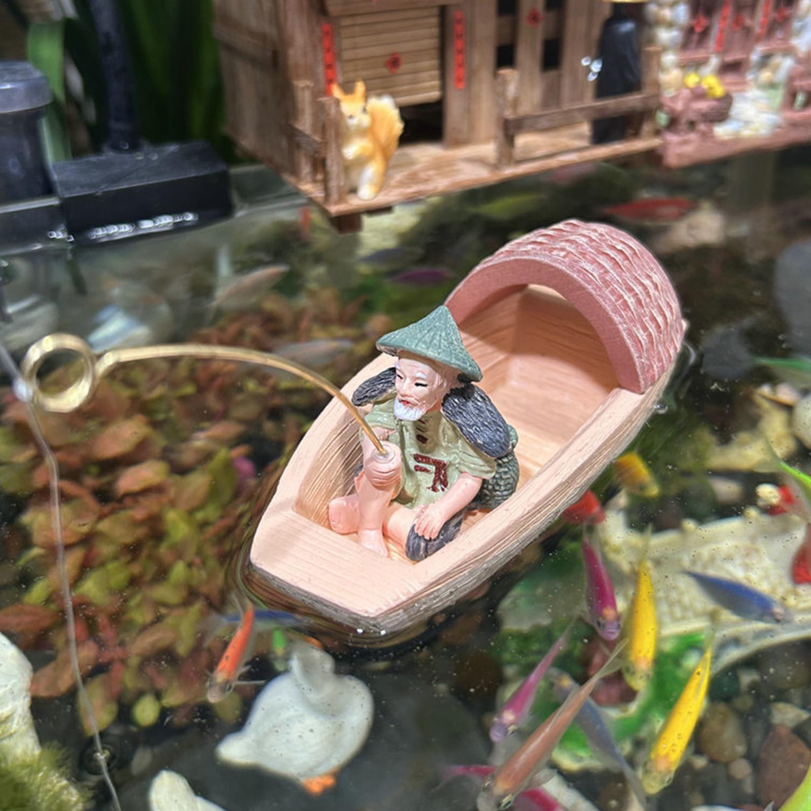 Aquarium Innovative Marine - Resin Floating Fisherman Boat Ornament Mini