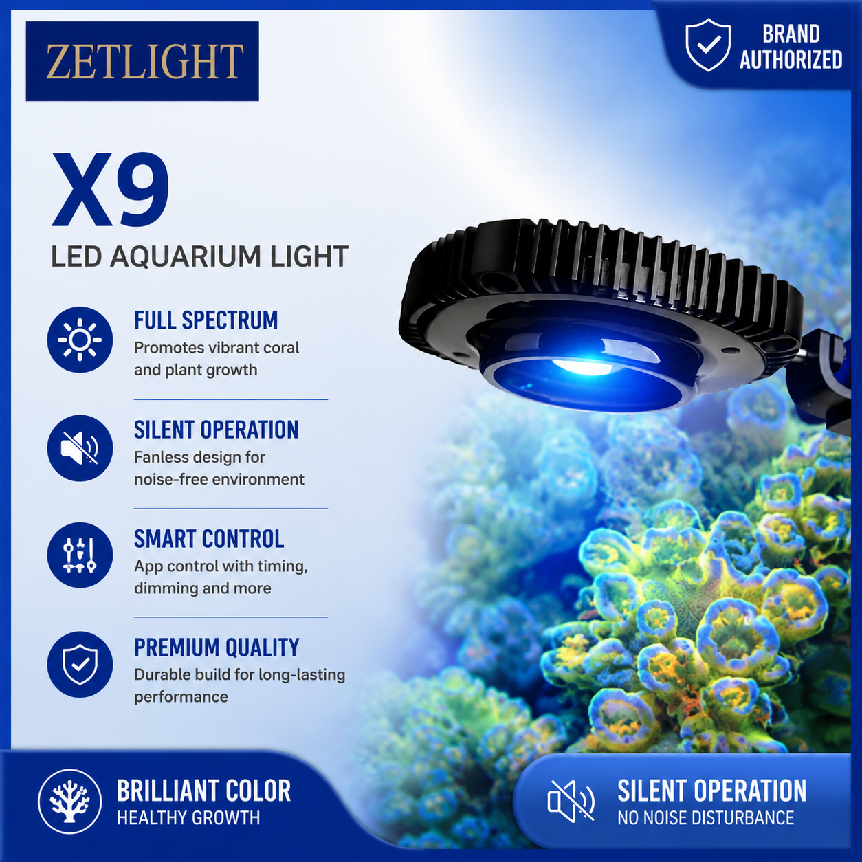 Marine Aquarium Led Lights - ZETLIGHT X9 96W Bluetooth & WiFi