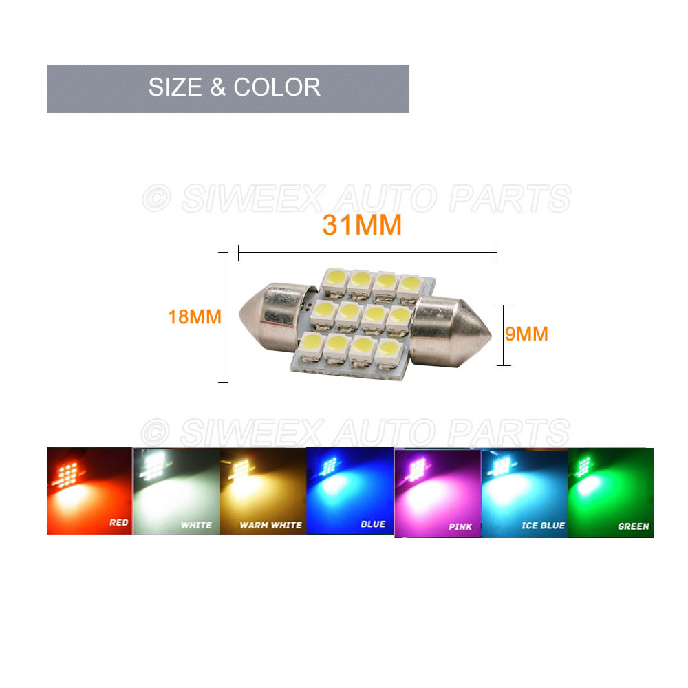 31mm 3528 1210 SMD 12 LED Car  – обзор и цена Actinic Blue Led