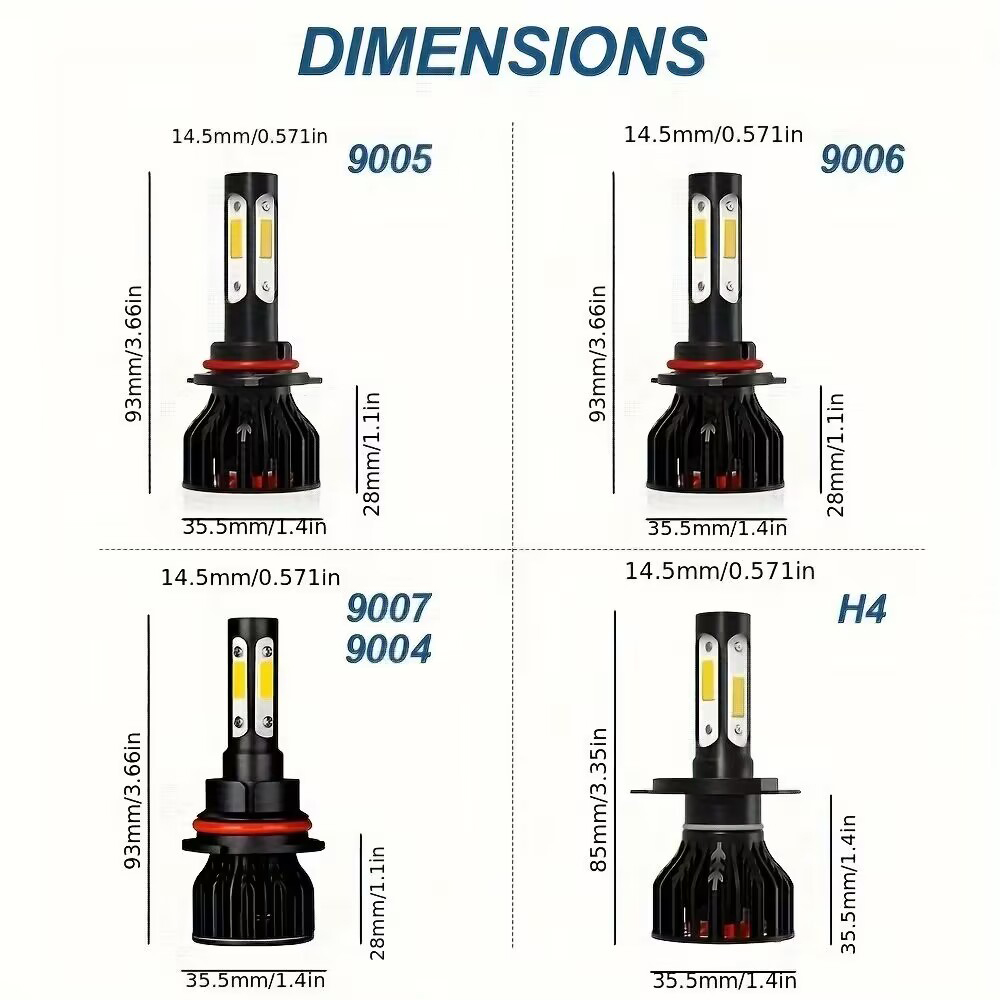2pcs New 4 Sides 9005/HB3 9006 – обзор и цена Actinic Blue Led